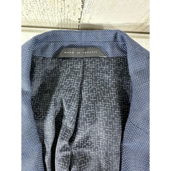 Boss Hugo Boss Mens Blazer Sport Coat Size 38 R Blue Tiny Geometric Viscose READ - Picture 3 of 13